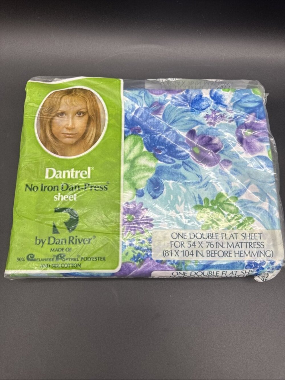 NEW Vintage MCM Dan River Double Flat Sheet Multicolor Floral Design 81"x104"